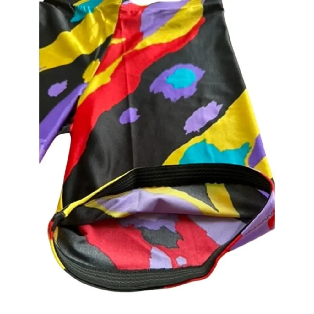 Vintage 80s 90s Wags Neon Abstract Paint Splatter Bike Shorts High Waist M
